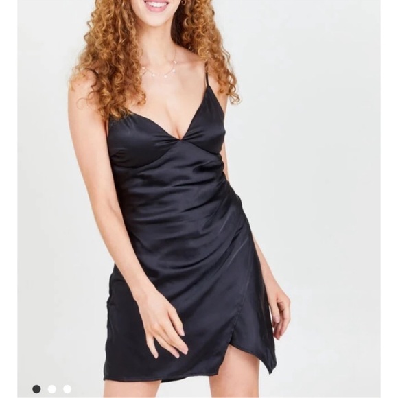 Altar’d State Ulissa Black Satin Mini Dress - Picture 1 of 2